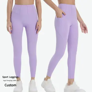 2024 Nieuwe Legging Voor Vrouwen Met Zakken Buikcontrole Hoge Taille Perzik Billen No T Line Sport Workout Panty Broek