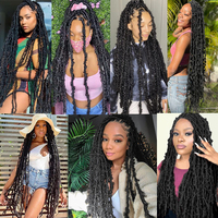 AliLeader Long Faux Locs Crochet trecce Pre loop Distressed Butterfly Soft Locs Crochet Dreadlocks estensioni dei capelli sintetici