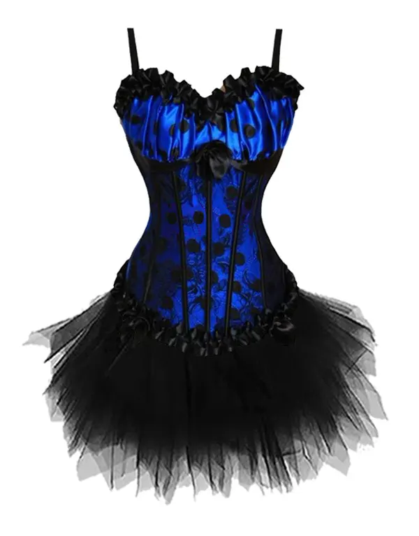 Ecoparty de encaje vintage vestido de corsé con faldas de noche burlesque overbust corsé bustier de disfraz de halloween