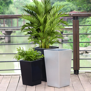 Jardinière en résine carrée haute, décoration de <span class=keywords><strong>jardin</strong></span>, grande taille, pots à fleurs minimalistes pour la maison et le <span class=keywords><strong>salon</strong></span> - Product Image 2