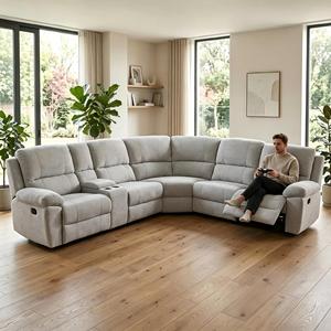 Divano Componibile Moderno Design Cloud, Divano Letto Reclinabile Manuale in Tessuto, Forma a L Ovale, Estensibile e Personalizzabile per Soggiorno - Product Image 1