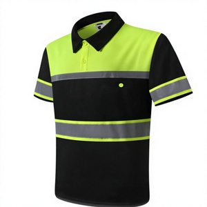 Safety <b>Shirts</b> for Men High Reflective Polo <b>Shirts</b> with Pocket Short Sleeve Contrast Panel Workwear Breathable Knitted Fabrics - Product Image 6