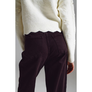 Pantalon décontracté marron avec détail poche à la taille - Product Image 1