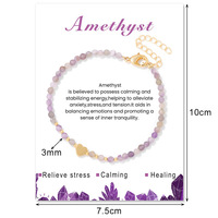 Bestone Bracelet de perles à facettes en plaqué or 18 carats 3mm grenat améthyste pour femmes Bracelets de perles à la mode avec carte incluse