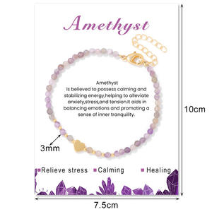 Bestone Bracciale da Donna con Perline Sfaccettate di Ametista e Granato da 3mm Placcato Oro 18k, Braccialetti di Perline alla Moda con Biglietto Incluso - Product Image 4