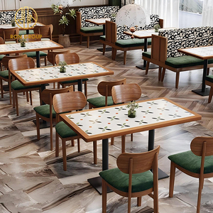 <span class=keywords><strong>Vintage</strong></span> Design personalizzato quadrato in legno caffè e ristorante Set di mobili divano stand tavolo e sedia per Coffee Shop - Product Image 1