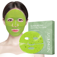 Produits d'e-commerce transfrontalier : Masque en feuille hydratant au thé vert cristallin 5 pièces pour femmes, pour peaux sèches