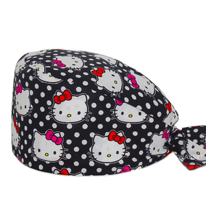 Gorro Quirúrgico de Algodón Ajustable con Diseño de Gato de Dibujos Animados, para Dentistas, Veterinarios, Enfermeras, Doctores, Hospitales, con Logotipo Personalizado y Forro de Satén - Product Image 1
