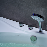 Baignoire SPA d'angle de luxe à design cascade pour salle de bain intérieure, avec jets d'air massants et fonction Jacuzzi