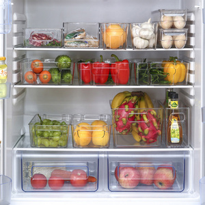 PET Plastic Fridge Organizer Bins Transparent Refrigerator Organizer Storage Box Kitchen Organizer Container