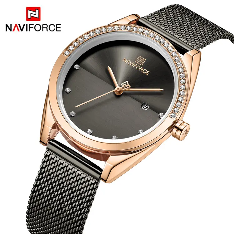 Naviforce 5015นาฬิกาข้อมือสตรีสตรียี่ห้อแฟชั่นนาฬิกาควอตซ์สุภาพสตรีนาฬิกาข้อมือสแตนเลสกันน้ำ