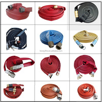Tuyau d'incendie en caoutchouc Nitrile Layflat Dia1.5 "20M W.P.20BAR rouge en aluminium noir enduit Machino couplage anneau en