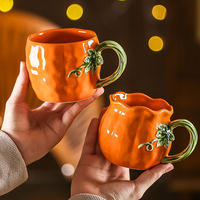 Tasse en céramique artisanale créative en forme de citrouille - Cadeau d'Halloween très populaire, personnalisable, résistante aux hautes températures, compatible micro-ondes, pour le bureau