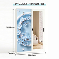 Armoire de chambre à coucher en acier imprimé à 2 portes, armoire de rangement en métal gain de place avec panneaux de porte à imprimé floral personnalisé