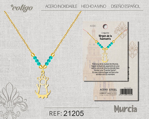 Collana con Pendente della Vergine di Fuensanta in Acciaio Inossidabile, Gioiello Religioso Cattolico con Icona del Santo, Modello Cotigo 21205 - Product Image 5