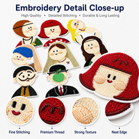 Écussons brodés personnalisés, motifs de dessins animés, portraits célèbres, vente en gros, OEM, badges de figurines mignonnes pour pulls, vêtements, vestes, sacs, DIY