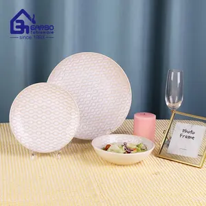 Wholesale 12pcs Ceramic Tableware Sets custom ceramic plates and soup bowl set for hotel family and restaurant service