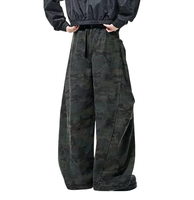 Pantalon en jean baggy cargo Y2K pour homme/femme, coupe large, taille élastique, taille mi-haute, délavage clair – Vente en gros