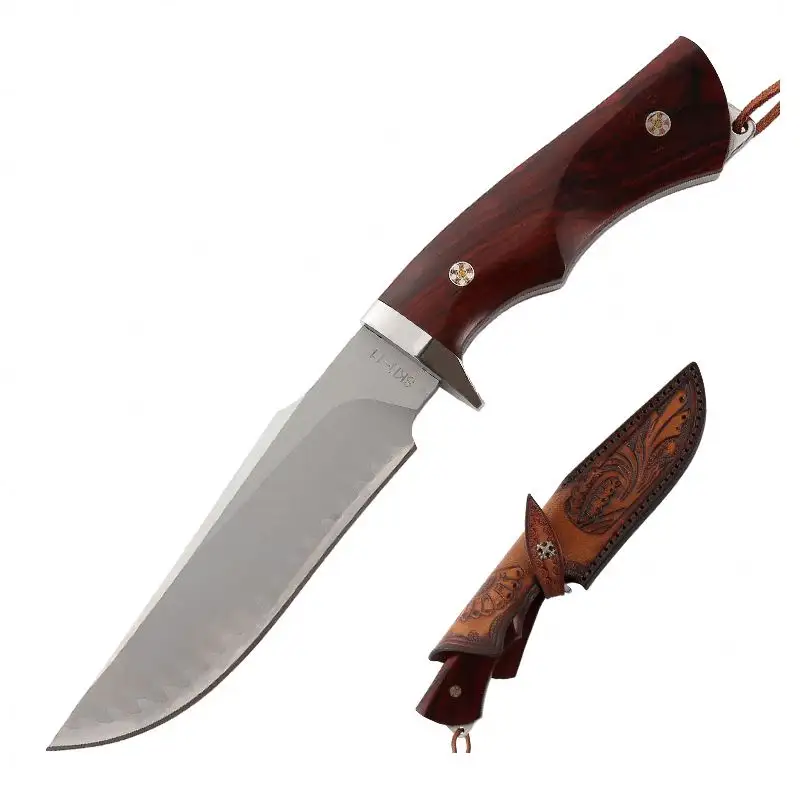 Handwerkzeuge hochwertig handgefertigt Skd-11 Damaszener Stahl feste Klinge Bowie Jagd Sand-Eisen Holzgriff Überleben Messer