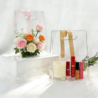 Panier-cadeau portable en acrylique transparent pour fleurs de rose, idéal pour les mariages et les anniversaires