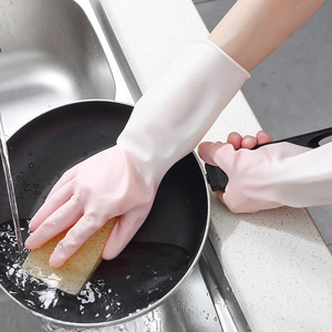 <b>Thin</b> Latex Dishwashing <b>Gloves</b> 30cm Waterproof Household Cleaning <b>Gloves</b> Gradient Color Durable - Product Image 1