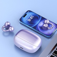Earphone Digital LED Nirkabel Olahraga Konduksi Tulang Portabel dengan Pengait Telinga, Daya Tahan Ultra-Lama, Tahan Air 5.4 IPX4