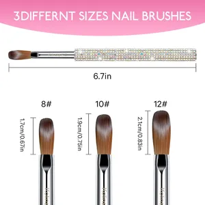 1pc Size#8-#12 Diamond Nail Kolinsky <b>Brush</b>,Acrylic Powder Nail <b>Brush</b> - Product Image 3