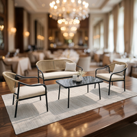 Conjunto de Muebles de Jardín de Ratán con Tela, Diseño de Sofá para Balcón, Patio y Jardín, Ideal para Hoteles