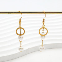 18K Vergoldete Edelstahl-Ohrstecker Römische Ziffern Perlen-Stil Minimalistischer Bernstein-Schmuck Damen Ton Vergoldet 18K