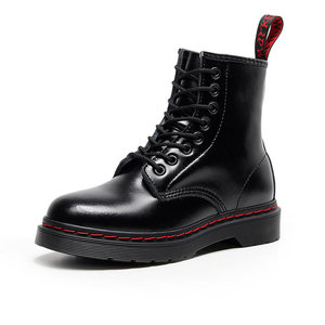 <span class=keywords><strong>Stivaletti</strong></span> Unisex Stile Britannico con Linea Rossa per Martin Boots in Vera <span class=keywords><strong>Pelle</strong></span> a Metà Polpaccio alla Moda Traspiranti Invernali con Lacci - Product Image 1