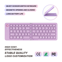 Clavier sans fil pliable portable avec support pour téléphone, 68 touches, interrupteurs à ciseaux ABS, rechargeable USB-C, vente en gros, fourniture OEM