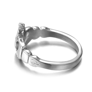 Yiwu Aceon Women's Stainless Steel Ring Pure <strong>Love</strong> Wedding Band Claddagh <strong>Celtic</strong> Promise Heart Crown Engagement Party <strong>Jewelry</strong> - Product Image 3