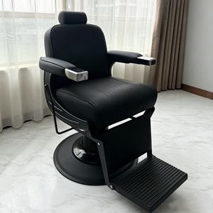 Fauteuil de barbier en cuir PU noir, hydraulique, inclinable, mobilier de salon, base ronde robuste, chaise de coiffure - Product Image 5