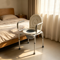 Chaise de toilette multifonctionnelle pour lit, avec seau amovible, pour douche et toilettes, pour personnes âgées et handicapées, garantie 1 an, unisexe, CE