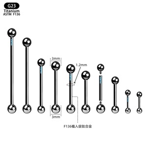 Bijoux de corps en titane G23, boucles d'oreilles à billes ASTM F136 pour piercing de langue, de téton et d'oreille, usage quotidien - Product Image 3