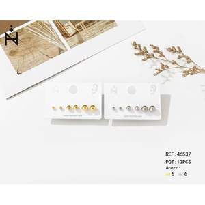 Orecchini a perno Zi Fashion da 4mm, 6mm, 8mm in acciaio inossidabile, set di orecchini a sfera per donna, accessorio gioiello - Product Image 1