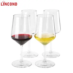 Customized 16 OZ Antique Wine Goblet Fancy Stemmed Wine Glass Reusable Unbreakable Beach Wine Glasses For Wedding Party