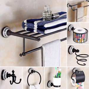 Ensemble de porte-serviettes de bain en <span class=keywords><strong>cuivre</strong></span> noir, porte-serviettes de toilette, porte-serviettes mural, porte-serviettes suspendu, porte-serviettes de salle de bain, quincaillerie de salle de bain - Product Image 2
