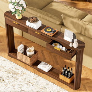 70.1" Modern MDF <b>Console</b> <b>Table</b> with <b>Storage</b> Drawers Slim Wavy-Patterned Design for Living Room & Hallway - Product Image 5