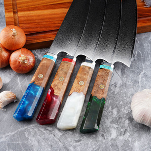 Cuchillo <span class=keywords><strong>de</strong></span> Cocina Kiritsuke <span class=keywords><strong>de</strong></span> Lujo Estilo Japonés <span class=keywords><strong>de</strong></span> 8 Pulgadas, 67 Capas <span class=keywords><strong>de</strong></span> Acero <span class=keywords><strong>de</strong></span> Damasco, Mango <span class=keywords><strong>de</strong></span> <span class=keywords><strong>Madera</strong></span> y Resina para Cortar Carne y Verduras - Product Image 5