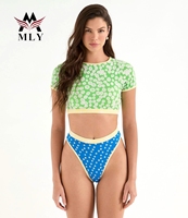 Ensemble de micro-bikini sexy pour femmes, séchage rapide, maillot de bain deux pièces, vêtements de plage, maillot de bain de fitness, imprimé, grande taille, nouveau design, haut court