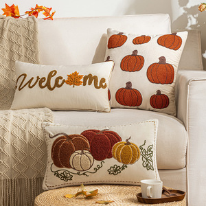 Lot de housses de coussin décoratives automnales style ferme avec citrouille de Thanksgiving, vente en gros, personnalisable en usine pour la décoration intérieure - Product Image 2
