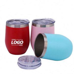 Gobelet à vin isotherme personnalisé en acier inoxydable avec couvercle - Tasse à café de voyage de 12 oz, lot en gros - Rouge - Product Image 1