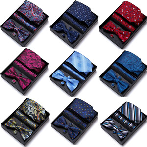Coffret Cadeau IStapromo 6 pièces/ensemble – Nœud Papillon, Cravate, Pochette et Boutons de Manchette pour Homme – Design Unique – Idéal pour Mariage - Product Image 1