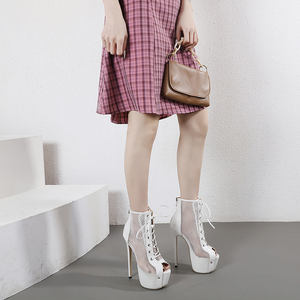 2023 महिलाओं की फैशन चरम हाई हील्स नृत्य जूते सेक्सी पीप पैर पैर की प्लेट बूट ज़िप क्लब स्ट्रिपर ग्रीष्मकालीन आउटडोर - Product Image 4