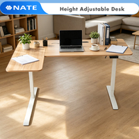 Bureau d'angle ergonomique électrique à hauteur réglable avec 2 pieds en L, moteur unique, pour position assise-debout, idéal pour les cadres