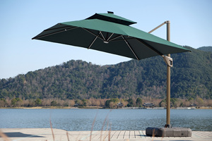 Parasols de jardin robustes 3,5 m * 3,5 m, parasols d'extérieur, grand parasol carré, grand parasol de patio avec <span class=keywords><strong>manivelle</strong></span> en métal - Product Image 2