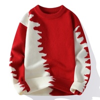 Pull-over en tricot personnalisé avec logo pour homme, motif jacquard, streetwear, col rond, pull chaud en tricot pour l'hiver