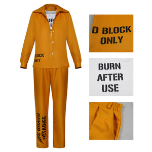 Disfraz de uniforme de prisión de Harley Quinn, traje de Cosplay naranja para mujer, juego de rol para actuación en escenario - Product Image 3