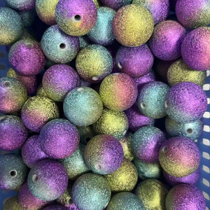 Wholesale 20mm fashionable new mixed-color acrylic round wrinkled <b>beads</b> suitable for pen <b>beads</b> shiny coarse grains - Product Image 6